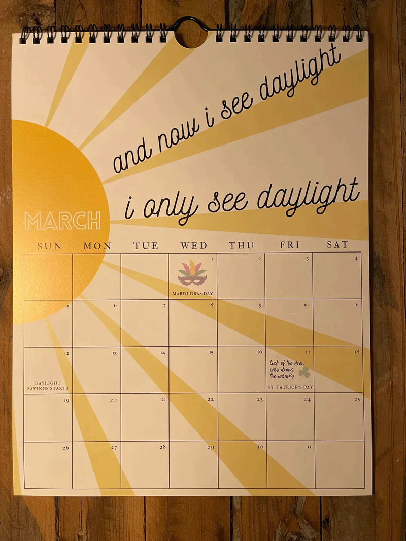 2025 TS Lyrics Calendar