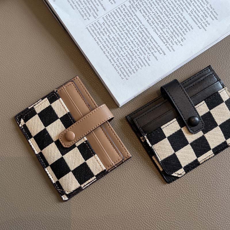 Women's Colorblock Plaid Pattern Compact Wallet