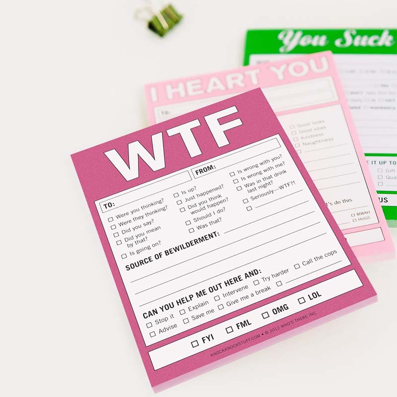 WTF Notes Handy Checklist Memo Pad