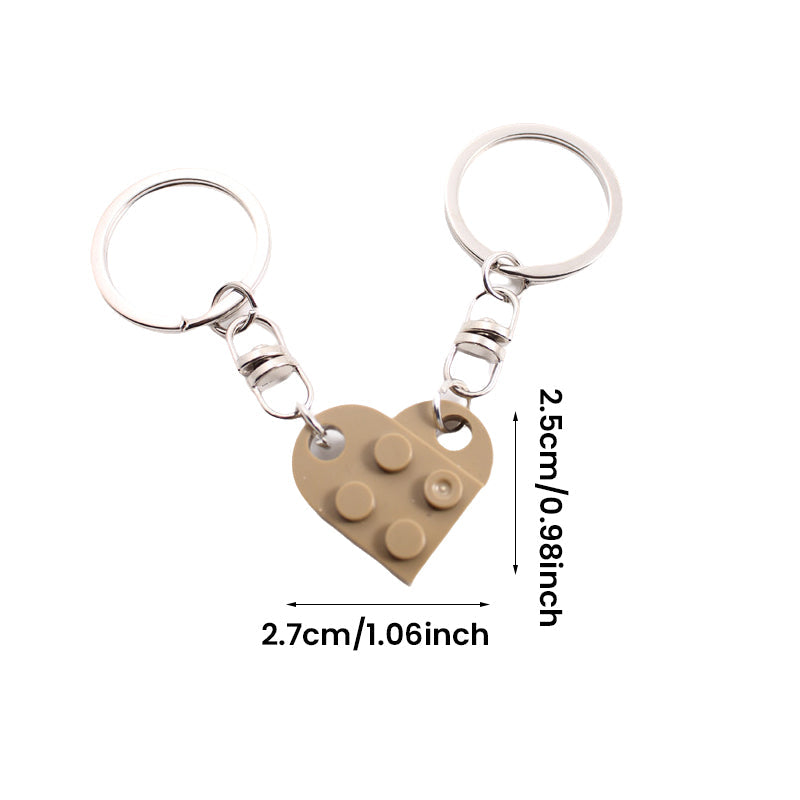 Cute Heart Shape Matching Brick Keychain For Couples