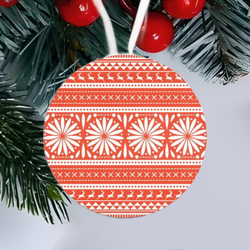 Round Christmas tree hanging sign with patterns