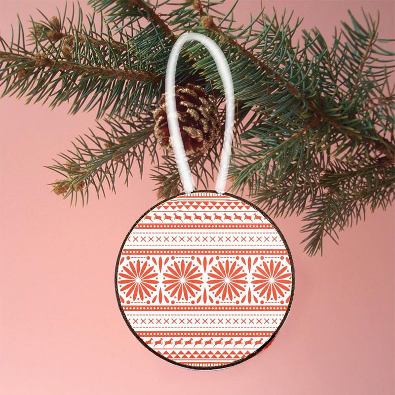 Round Christmas tree hanging sign with patterns