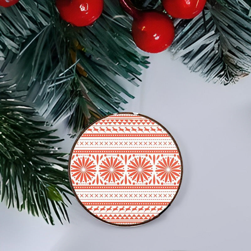 Round Christmas tree hanging sign with patterns