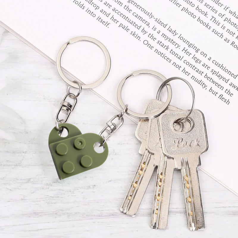 Cute Heart Shape Matching Brick Keychain For Couples