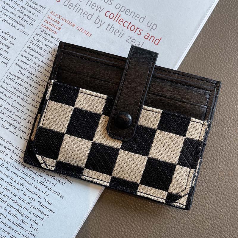 Women's Colorblock Plaid Pattern Compact Wallet