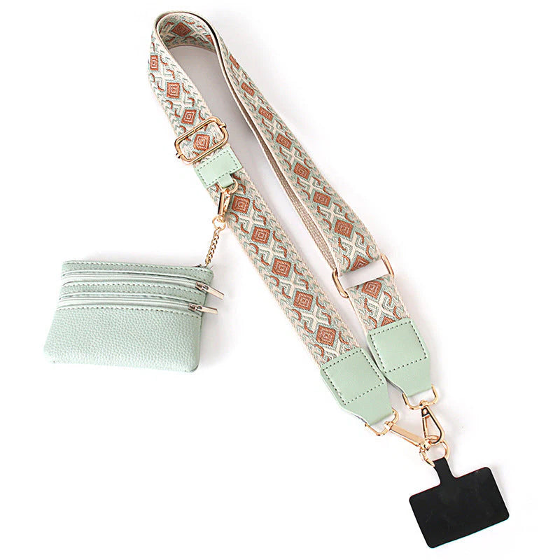 Phone Strap with Zippered Pouch