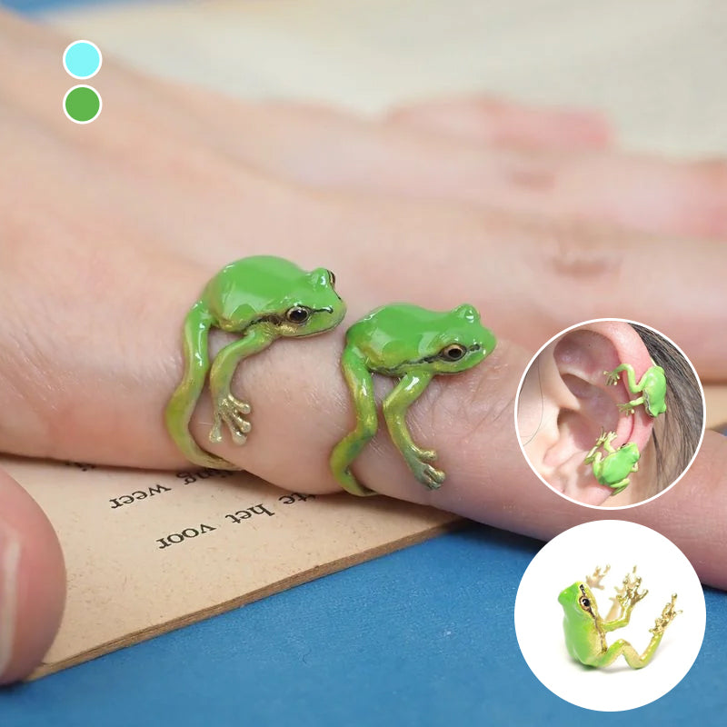 Latest-tree Frog Ring & Earrings