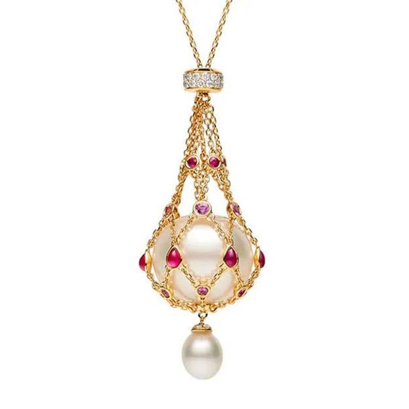 Gold chain net pearl necklace