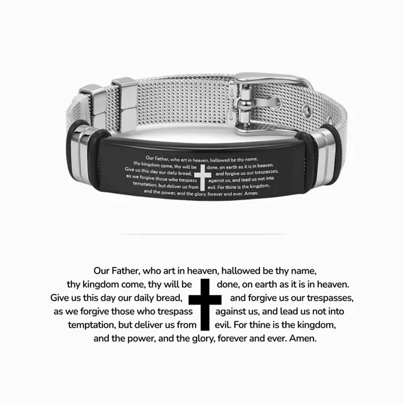 Stainless Steel Bible Verses Cross Bracelet