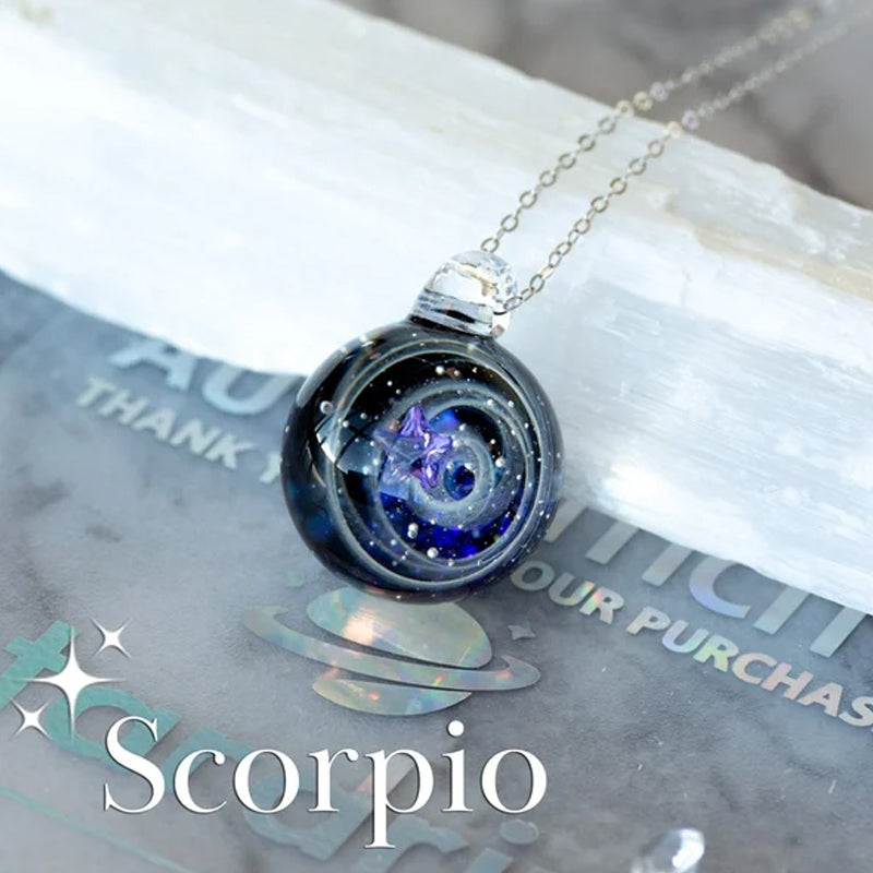 Cosmic starry glass bead pendant necklace