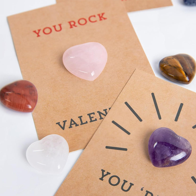 24 Pack Valentines Cards with Heart-Shape Stones