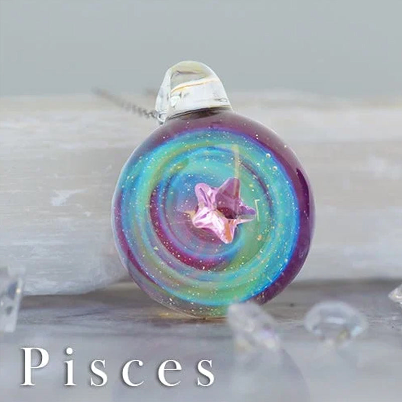 Cosmic starry glass bead pendant necklace